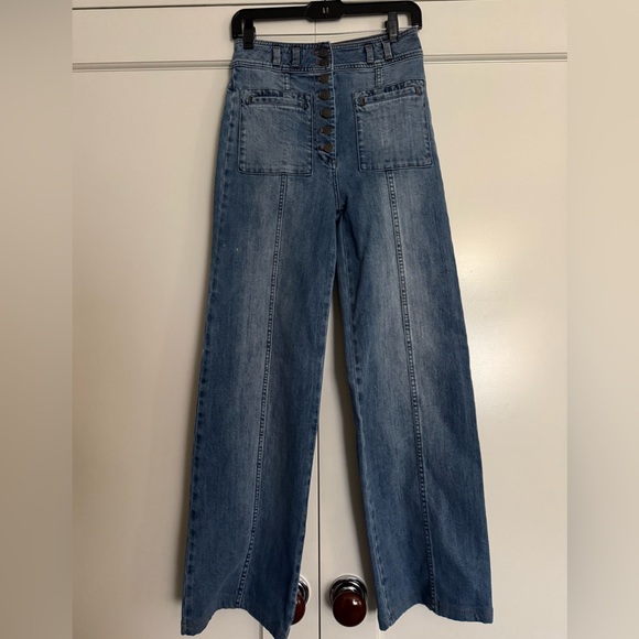 Ulla Johnson Blue Wide Leg Jeans - Picture 1 of 9